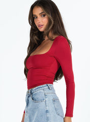 Back In Time Long Sleeve Top Red