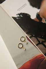 Teary Drop Diamante Hoop Earrings Gold