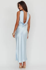 Damsel Reverse Halter Maxi Dress Baby Blue