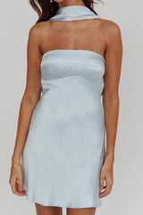 Damsel Reverse Halter Mini Dress Blue