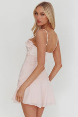 Dainty Frill Trim Mini Dress Pink