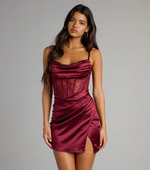 Hillary Satin Corset Lace-Up Mini Dress