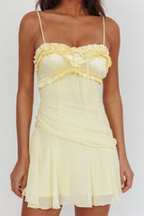 Dainty Frill Trim Mini Dress Yellow