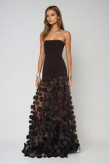 Boryana Dot Strapless Maxi Dress In Black