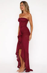 Still Got It Mesh Maxi Dress Dark Burgundy
